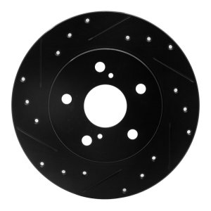 Pontiac Vibe Brake Rotor (1) - Rear Left - R1 Concepts - Drilled & Slotted - Black - `08-`18